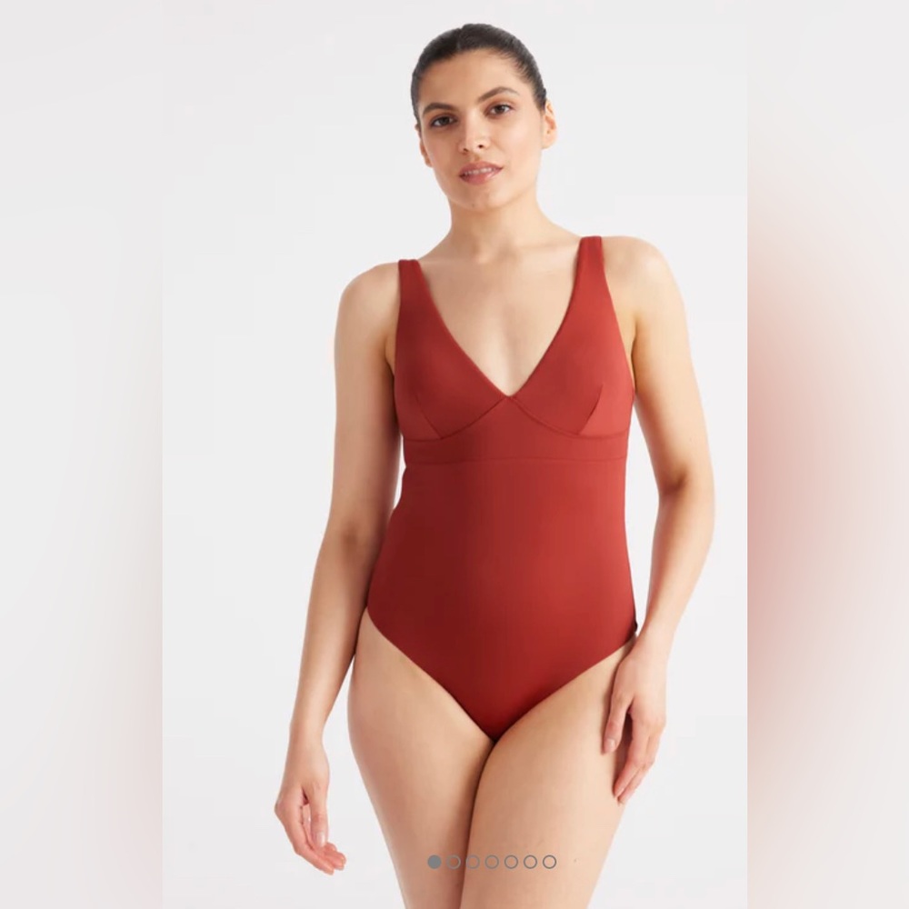 NWT Knix Deep V One Piece Swimsuit- Lava Size: S